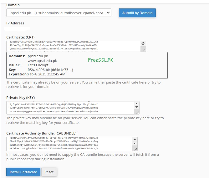 Inter The SSL Certificate