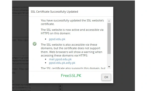 Install SSL Certificate Successfully